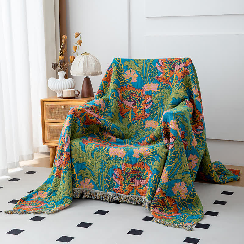 Poppy Natural Cotton Tassel Blanket