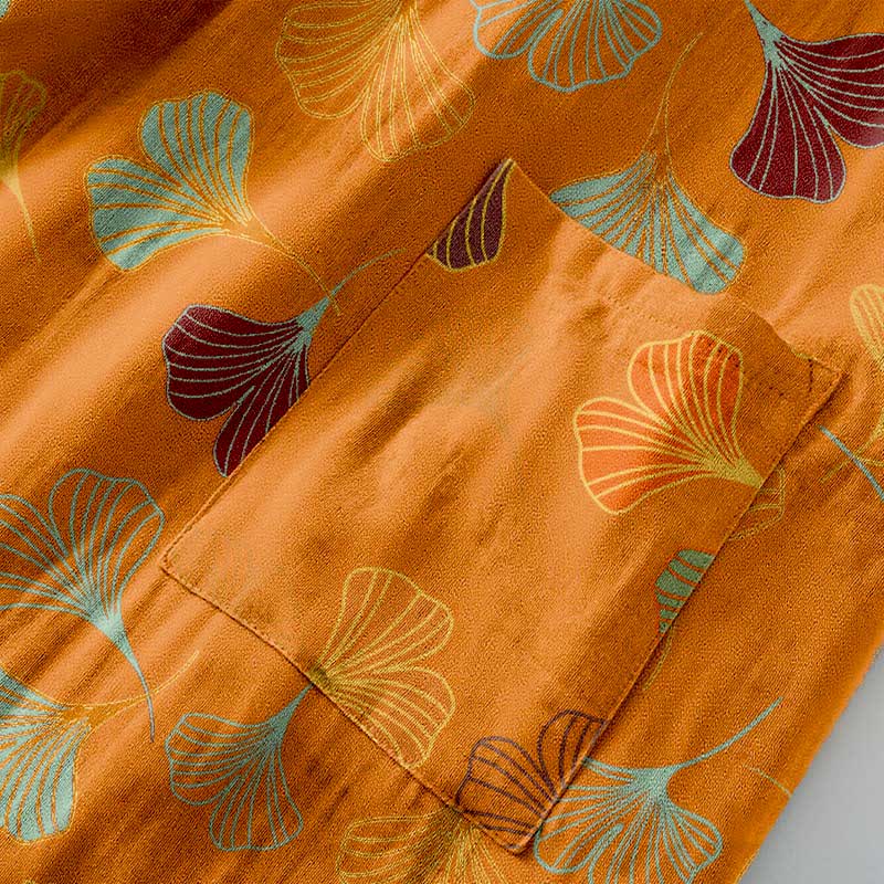 Ginkgo Biloba Cotton Gauze Kimono Robe - image 11