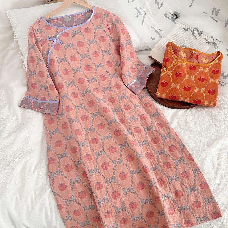 Persimmon Bow Cotton Gauze Jacquard Nightdress - image 7