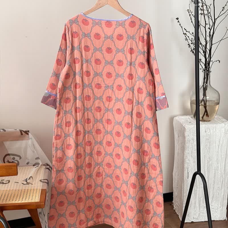 Persimmon Bow Cotton Gauze Jacquard Nightdress - image 6