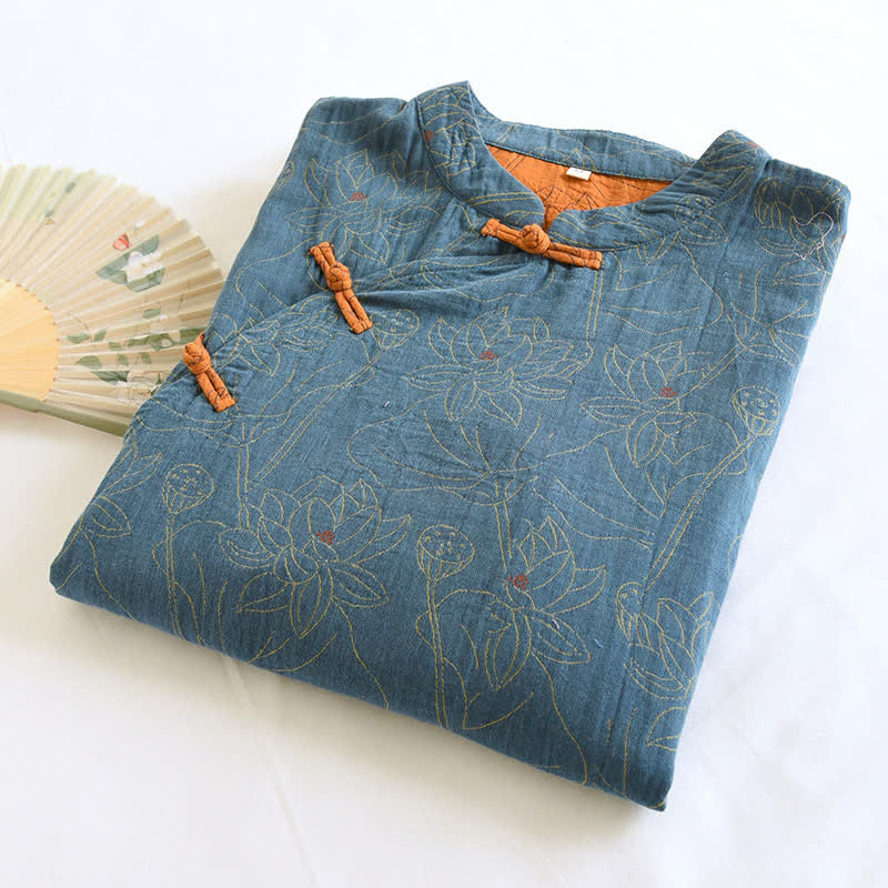 Vintage Lotus Cotton Double Gauze Nightdress - image 3