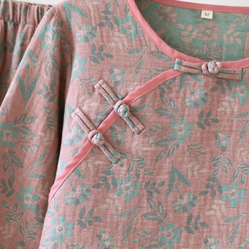 Oriental Floral Cotton Gauze Jacquard Pajamas - image 7