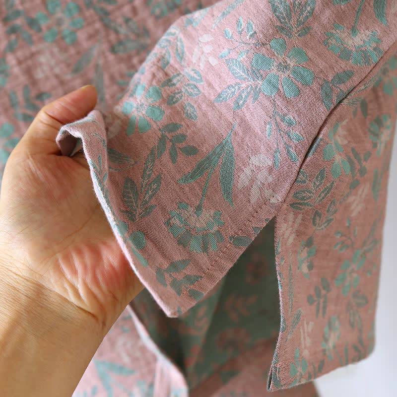 Oriental Floral Cotton Gauze Jacquard Pajamas - image 9