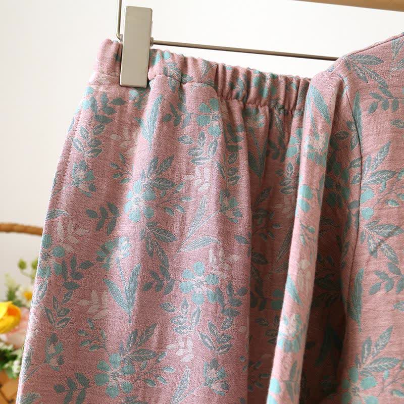 Oriental Floral Cotton Gauze Jacquard Pajamas - image 14