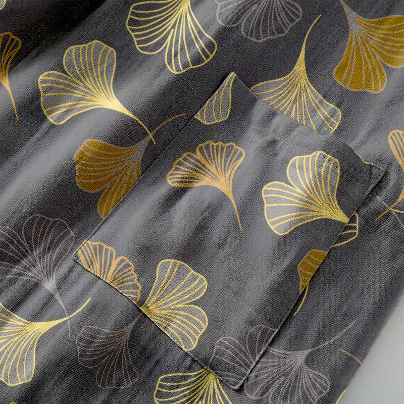 Ginkgo Biloba Cotton Gauze Kimono Robe - image 14