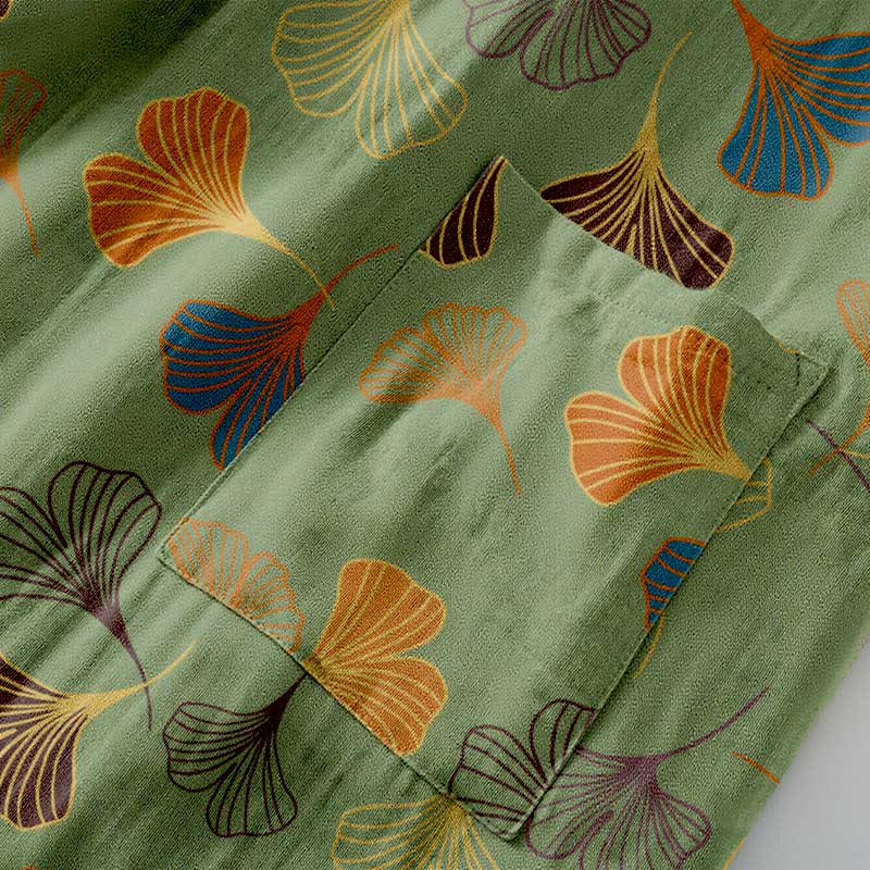 Ginkgo Biloba Cotton Gauze Kimono Robe - image 17