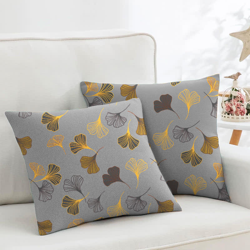 Ginkgo Biloba Cotton Jacquard Square Pillowcases(2PCS) - Light Grey - 18" x 18" - image 9