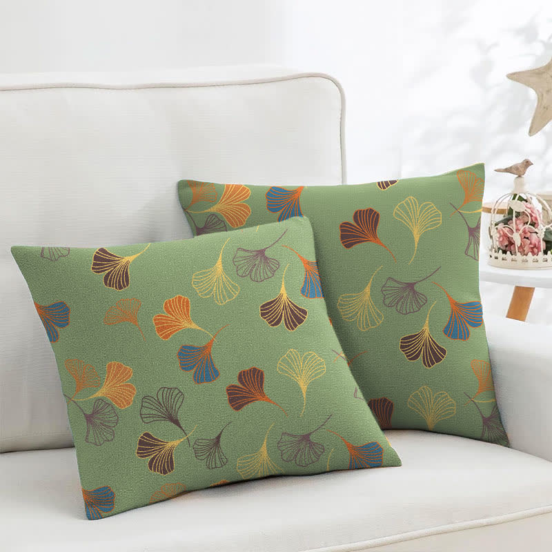 Ginkgo Biloba Cotton Jacquard Square Pillowcases(2PCS) - Green - 18" x 18" - image 25
