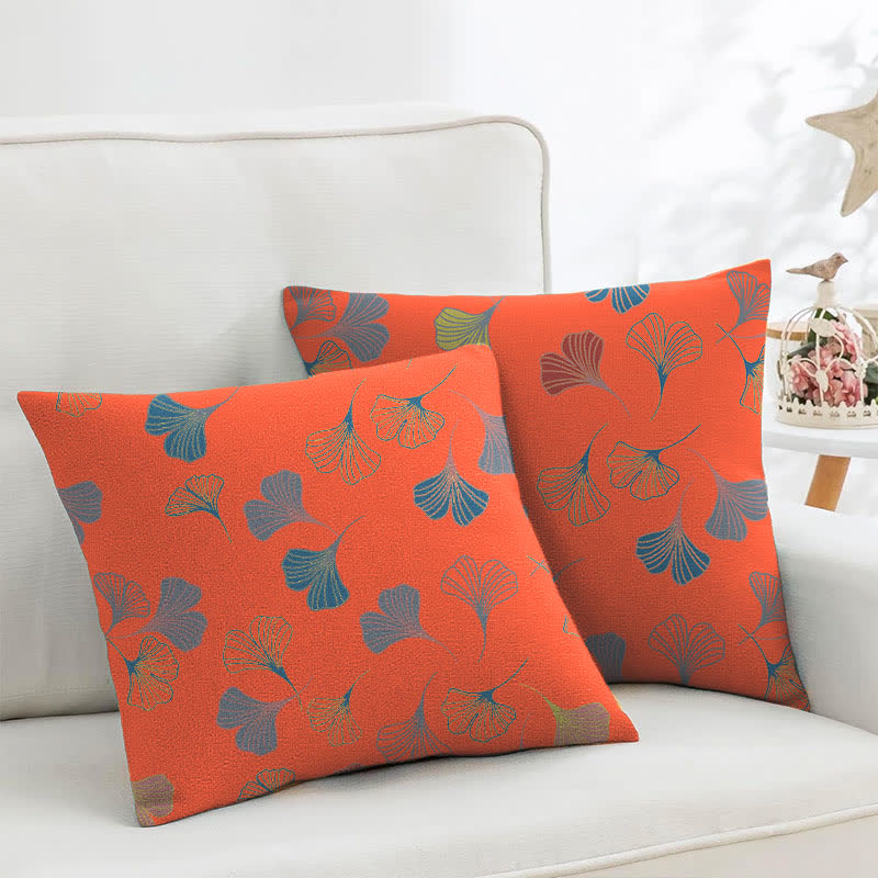 Ginkgo Biloba Cotton Jacquard Square Pillowcases(2PCS) - Bright Orange - 18" x 18" - image 33