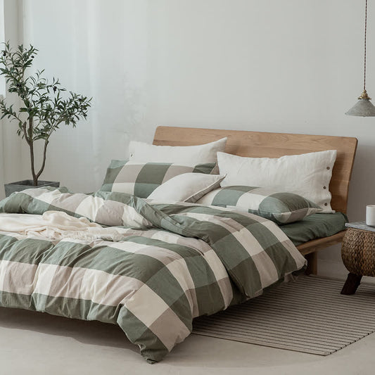 Simple Style Duvet Cover Dorm Bedding Set - Green - Cal King - image 1