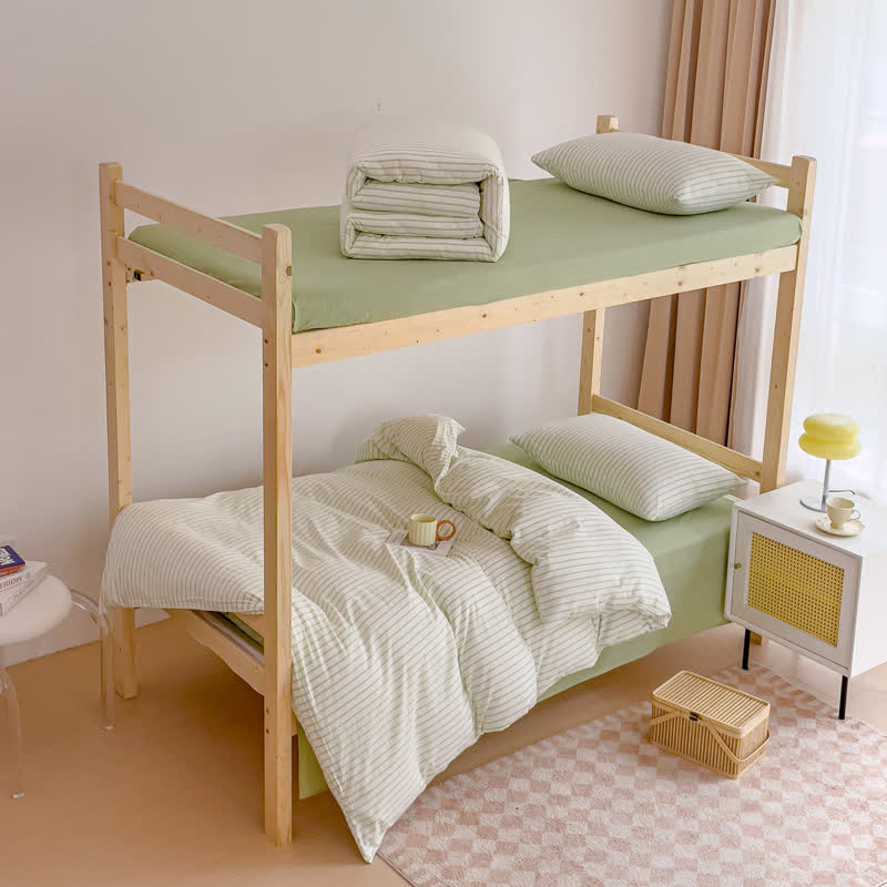 Cotton Minimalist Striped Dorm Bedding Set - image 3