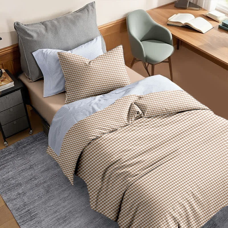 Cotton Plaid Duvet Cover Dorm Bedding Set - image 12