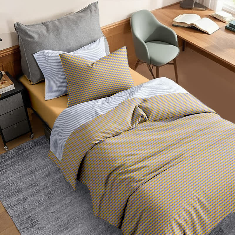Cotton Plaid Duvet Cover Dorm Bedding Set - image 15