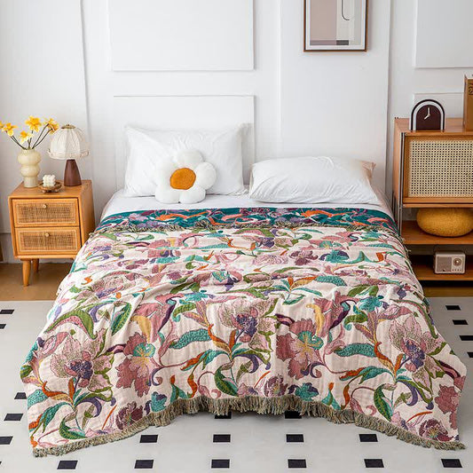 Flower Vine Cotton Gauze Tassel Quilt - King - image 1