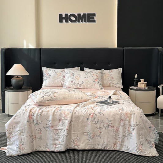 Rose Print Silky Natural Quilt - Beige - Bedding Sets - King - image 1