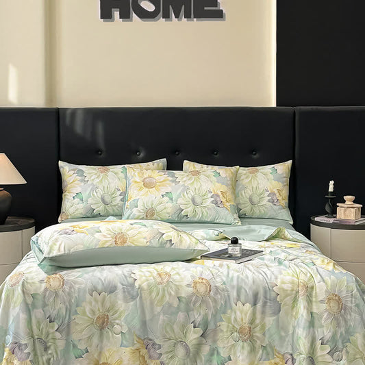 Daisy Print Silky Natural Quilt - Bedding Sets - King - image 1