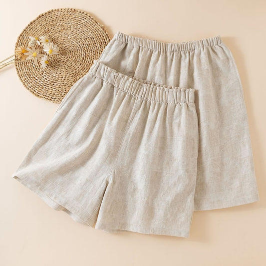 Couple Matching Cotton Linen Pajama Shorts - image 1