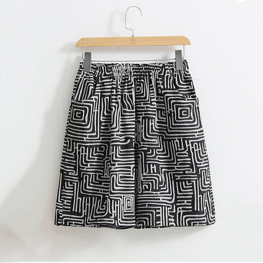 Greek Key Print Pajama Shorts - XL - image 1