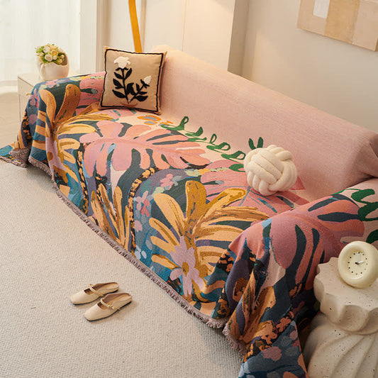 Botanical Cotton Sofa Throw Blanket - 71" x 134" - image 1