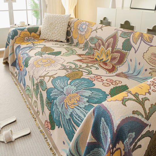 Chenille Jacquard Floral Sofa Throw Blanket - 71" x 134" - image 1