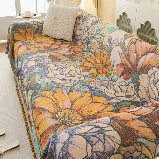 Chenille Chrysanthemum Jacquard Sofa Throw Blanket - 71" x 134" - image 1