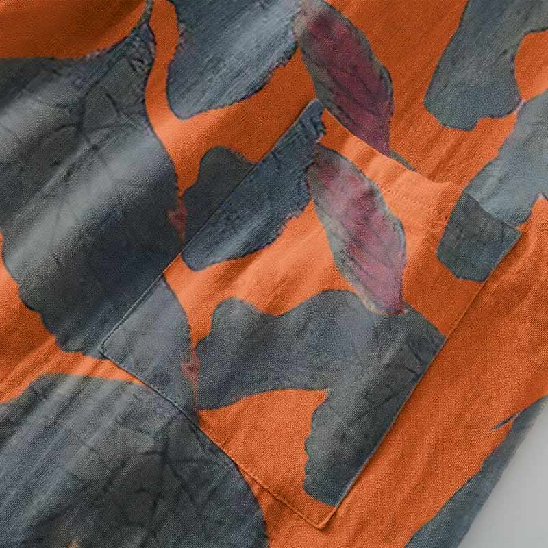 Botanical Leaf Cotton Gauze Kimono Robe - image 9
