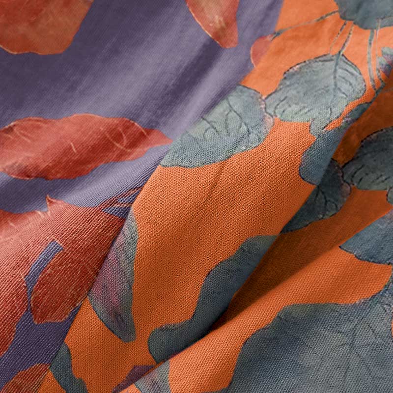 Botanical Leaf Cotton Gauze Kimono Robe - image 5