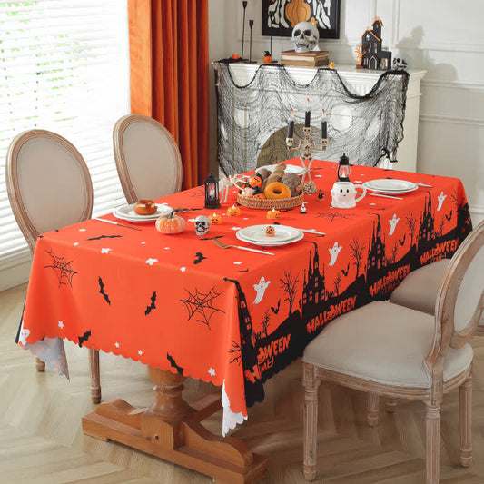 Halloween Haunted Castle Ghost Print Tablecloth - Rectangle - 59" x 118" - image 1