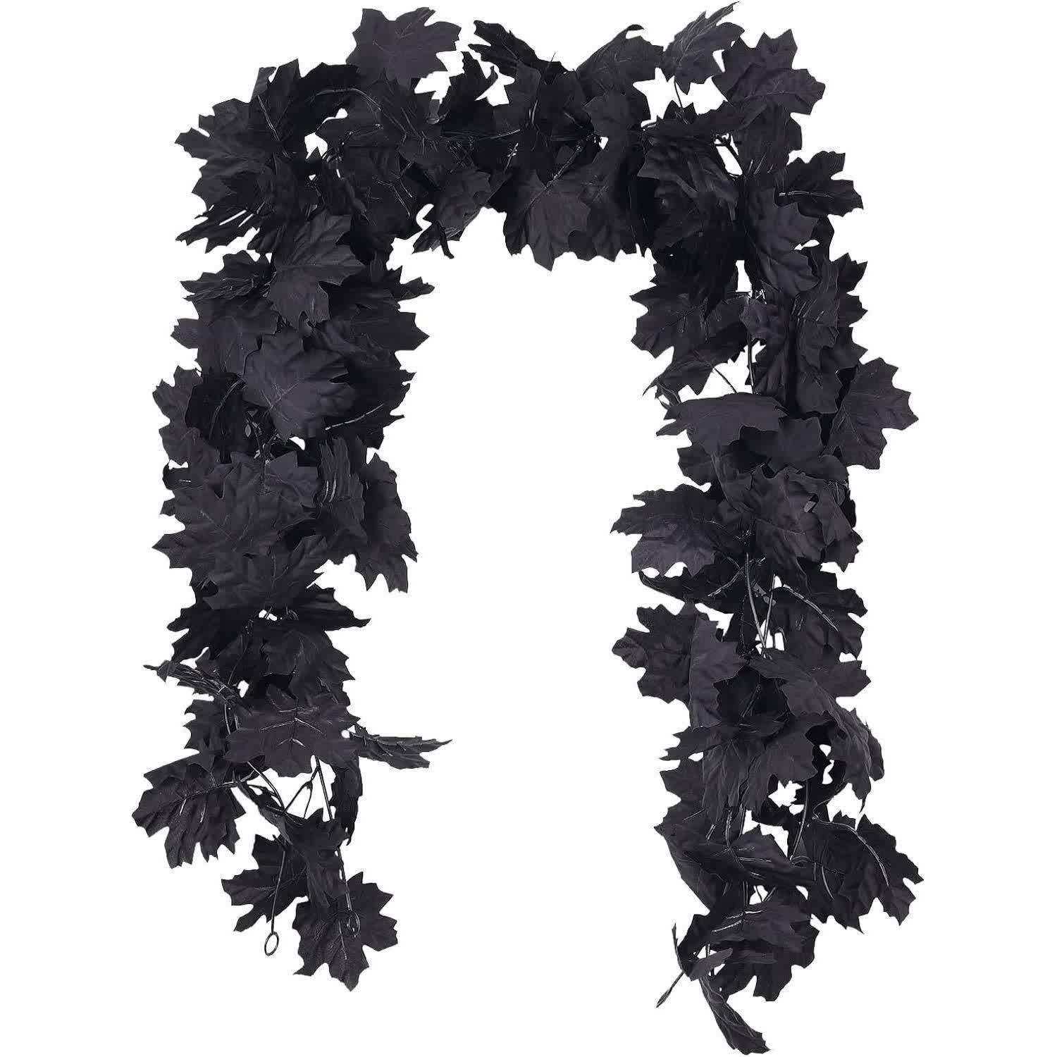 Halloween Black Artificial Maple Leaf Garland - 3PCS - 67" - image 3