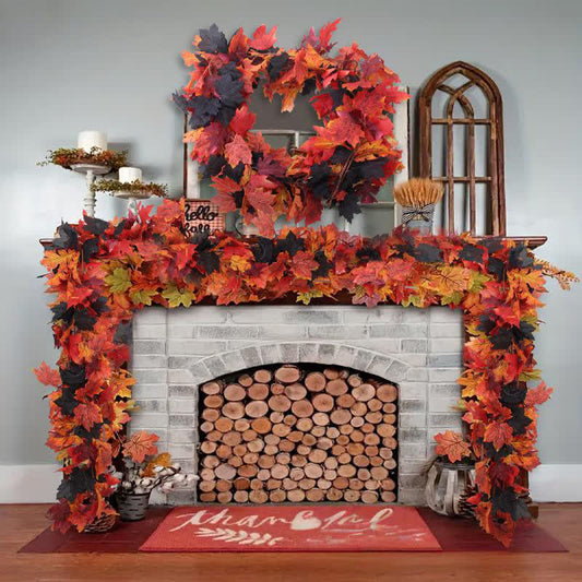 Halloween Artificial Maple Leaf Vine Garland - 3PCS - 68" - image 1