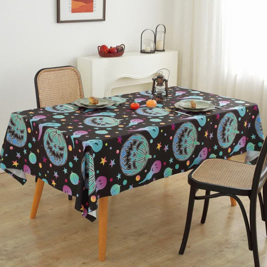Halloween Spooky Pumpkin Ghost Tablecloth - Round - Round48" - image 1