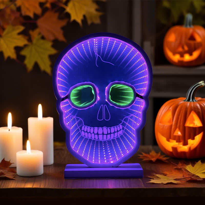 Halloween Skull Infinity Lights with Stand - image 1