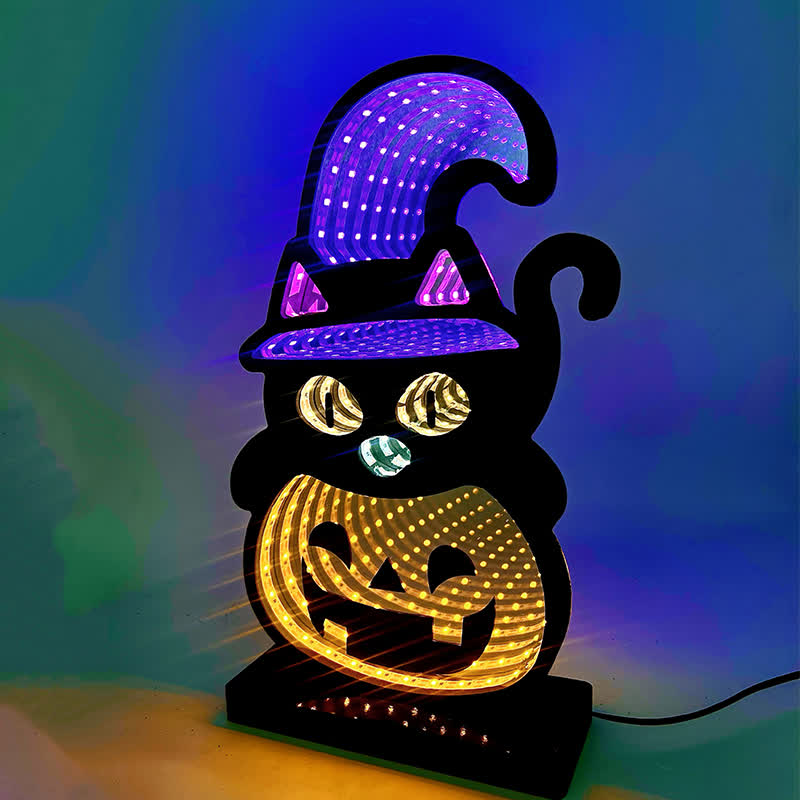 3D Black Cat Pumpkin Infinity Lights - image 4