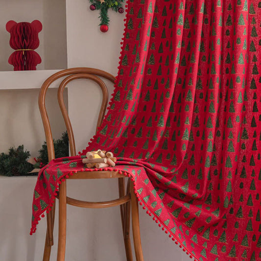 Christmas Fir Tree Holiday Curtain - Rod Pocket - 59" x 102" - image 1