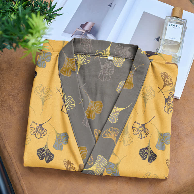 Ginkgo Biloba Cotton Gauze Kimono Robe - image 27
