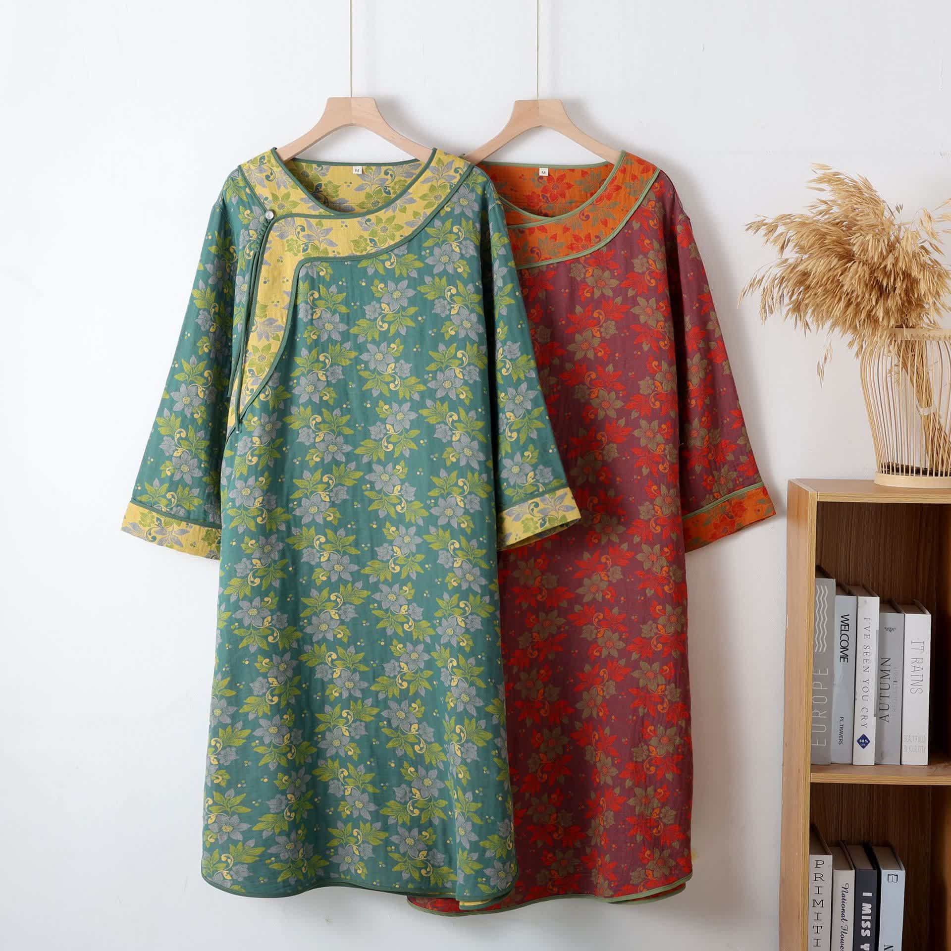 Ownkoti Jacquard Cotton Gauze Floral Nightgown - image 0