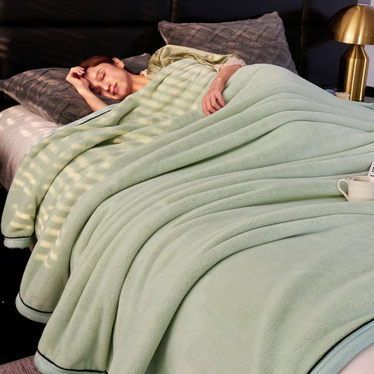 Minimalist Style Solid Color Blanket - Light Green - Queen - image 1