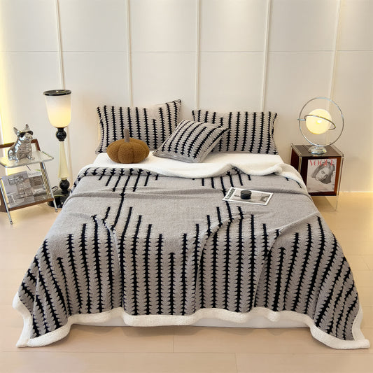 Geometric Print Jacquard Throw Blanket - Light Gray - Queen - image 1