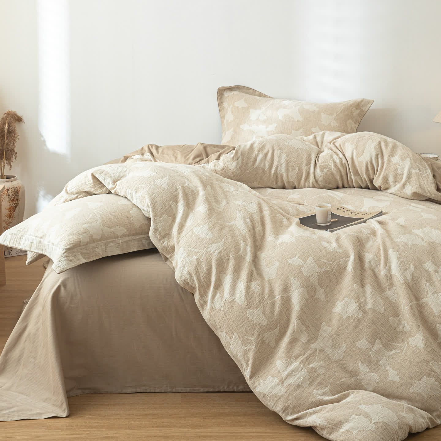 Ginkgo Jacquard Cotton Linen Bedding Set - Bedding Set - King - image 1