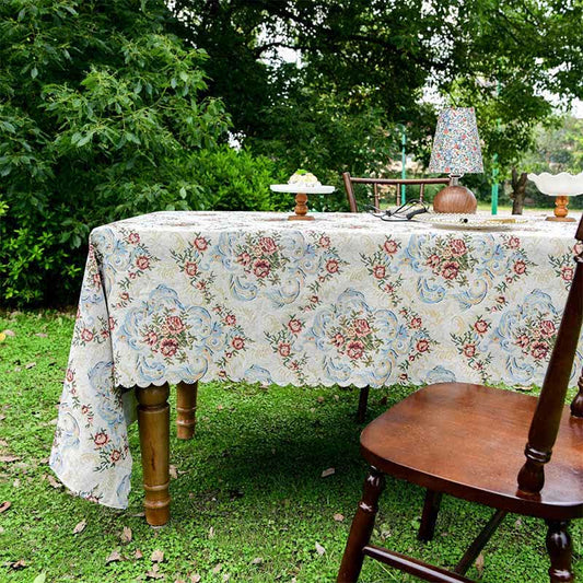Elegant Floral Scalloped Edge Tablecloth - 55" x 102" - image 1