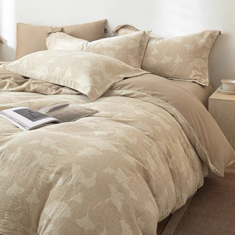 Ginkgo Jacquard Cotton Linen Bedding Set - image 3