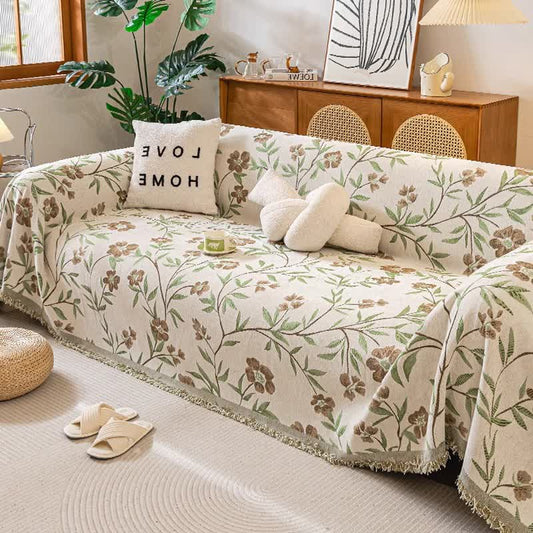 Gesang Flower Tassel Sofa Throw Blanket - Khaki - 71" x 134" - image 1