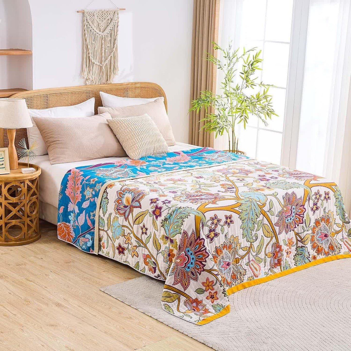 Retro Floral Muslin Cotton Gauze Quilt - image 2