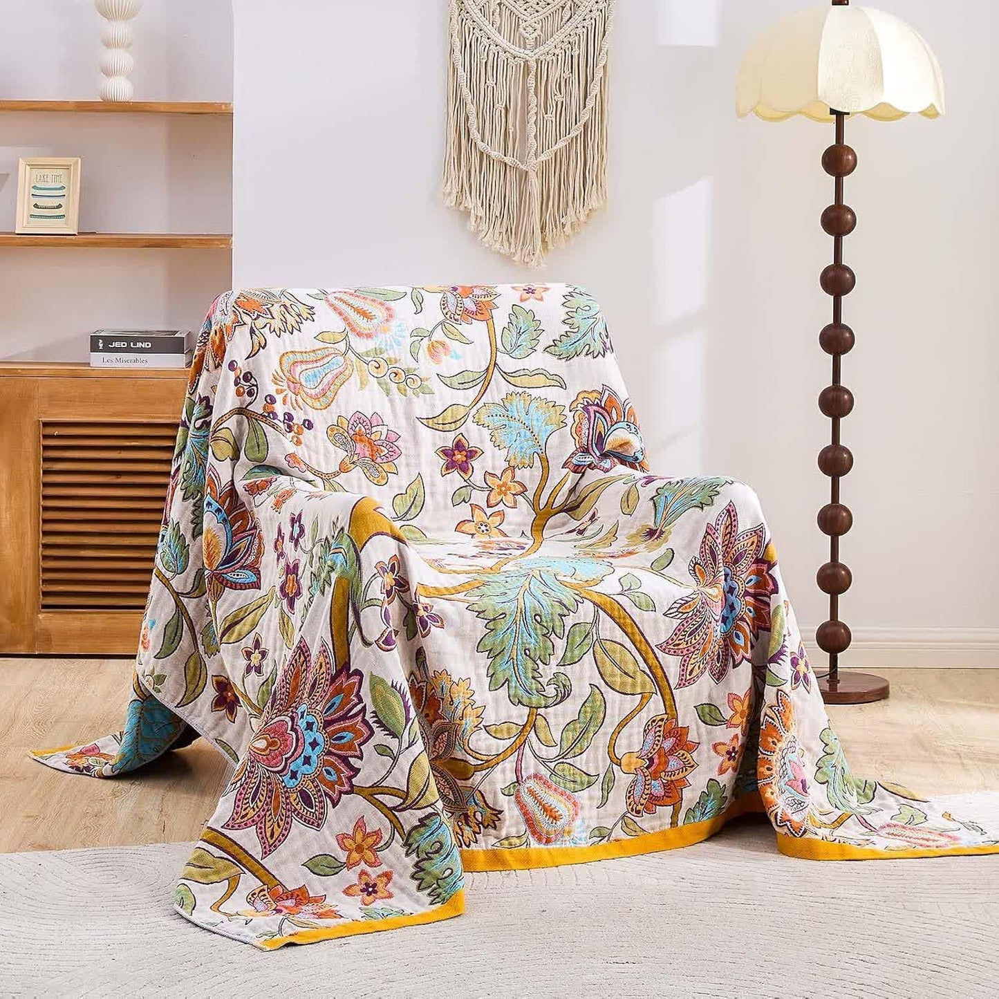 Retro Floral Muslin Cotton Gauze Quilt - image 3