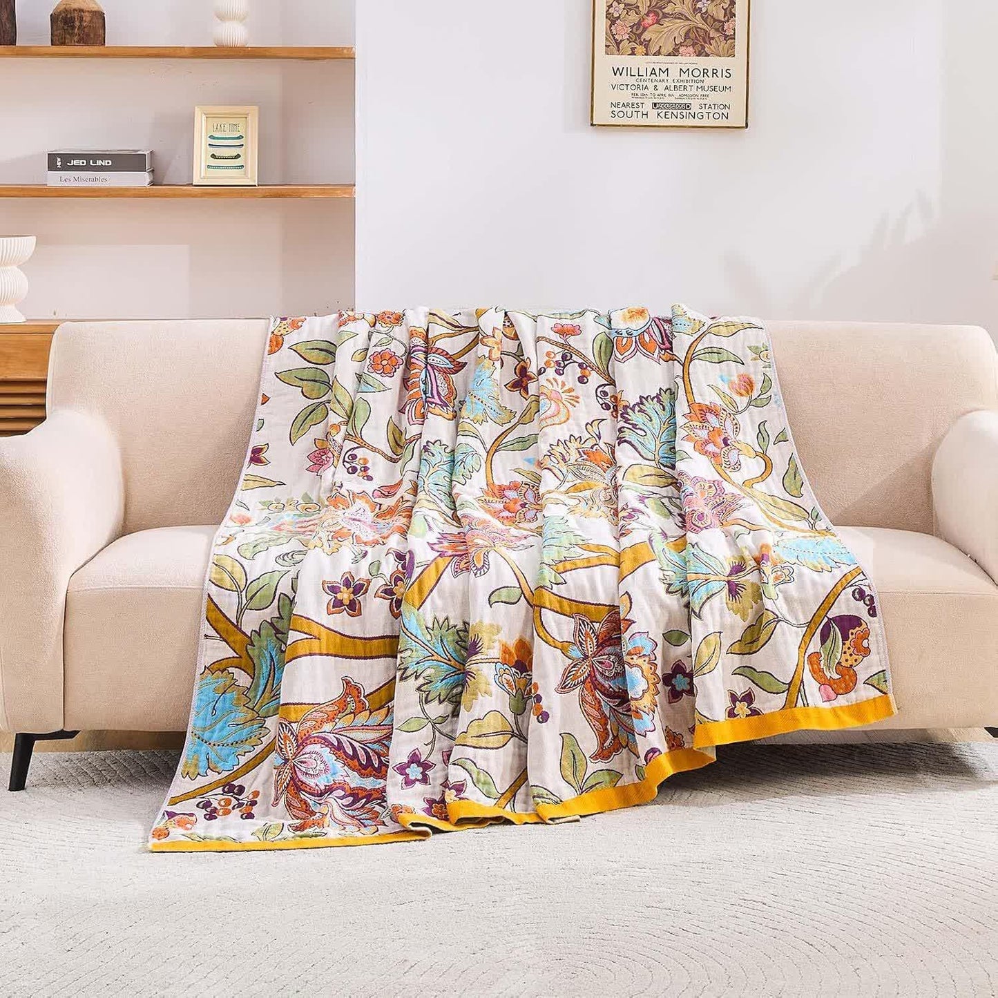 Retro Floral Muslin Cotton Gauze Quilt - image 4