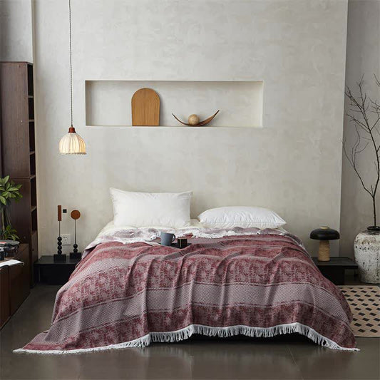 Modern Jacquard Reversible Cotton Tassel Quilt - image 1