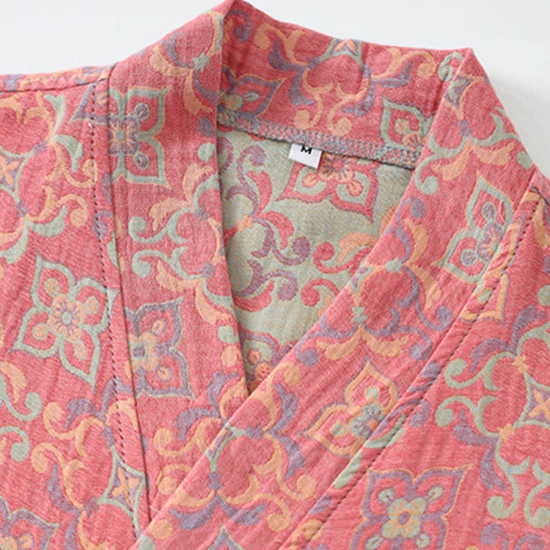 Vintage Floral Cotton Gauze Pocket Bathrobe - image 3