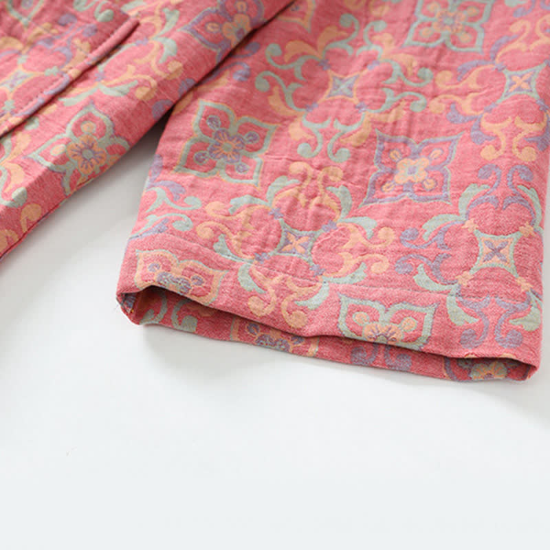 Vintage Floral Cotton Gauze Pocket Bathrobe - image 5
