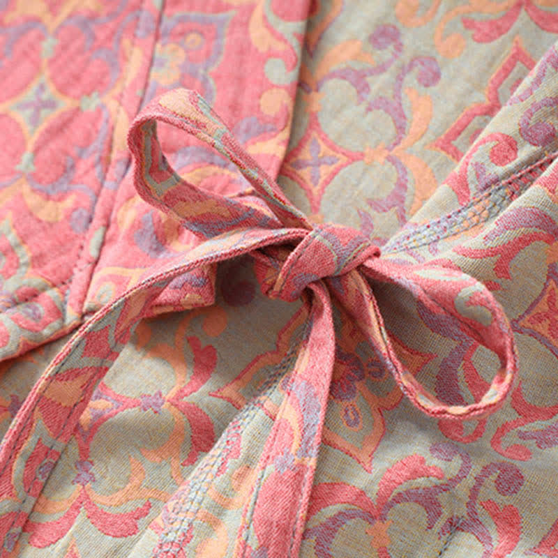 Vintage Floral Cotton Gauze Pocket Bathrobe - image 4
