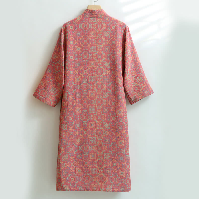 Vintage Floral Cotton Gauze Pocket Bathrobe - image 2